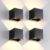 4 Pack Outdoor Wall Lights Exterior/Interior LED Wall Sconces IP65 Waterproof Square Aluminum Wall Lamps Outdoor Lighting Fixture Up and Down Lights Modern Black 12W 3000K Warm Lights