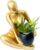 Senea Kay Modern Abstract Statue with Removable Faux Succulents Plants – Resin Figurine Home Decor Accents, Coffee Table Shelf Styling. Collectible Art Luxury Gift Items Woman thinker sculpture (Gold)