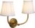 PERMO Vintage Wall Sconce Double Gold Wall sconces with Pleated White Stripe Fabric Shades Retro 2 Lights Wall Sconce Hardwired for Living Room Bedroom Hallway