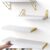 BAYKA Wall Shelves for Bedroom Decor, Floating Wall Shelf for Living Room Kitchen Storage, Mounted Rustic Wood Shelves for Kids Books, Christmas Decorations for Room(White and Gold，Set of 4)