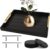 Coffee Table Trays – Large Ottoman Tray for Living Room -Wood Serving Tray with 2 Sets of Handles – Wooden Tray for Coffee Table, 4 Round Coasters Included, Black