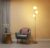 Fiqevs 3 Globe Mid Century Modern Floor Lamp for Living Room, Gold Floor Lamp with Frosted Glass Shade and LED Bulbs, Warm Light Standing Tall Pole Lamp for Bedrooms, Office – Antique Brass