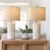 PoKat 23″ Modern Ceramic Table Lamp Set of 2 for Living Room White Desk Lamps for Bedroom Farmhouse Bedside Nightstand Lamp House Warming Gifts New Home Decor End Table Lamps Gifts for Women Mom Beige
