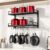 19″- 30″ Expandable Hanging Pot Rack, 2 Tier Heavy Duty Wall Mounted Pots and Pans Organizer with 10 Hooks and 5 Pot Lid Holders, Pot Hanger Shelf for Kitchen Cookware Utensils Organizers and Storage