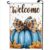 Welcome Fall Garden Flag 12×18 Double Sided, Burlap Autumn Thanksgiving Blue Pumpkin Garden Flags Fall Decorations for Outside Home, Small Decorative Outdoor Yard Lawn Flags