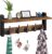 Homode Wall Hooks with Shelf, Wood Coat Rack with Shelf Wall-Mounted, Entryway Hanging Shelves with 5 Metal Hooks for Clothes Hats Towel Purse Robes, Bathroom Mudroom Bedroom, Rustic Brown Black