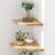 Corner Shelves, Floating Corner Shelf, Set of 2 7inch Solid Oak Wood Wall Shelves, Round End Wall Mount with Wire Hole Shelving for Small Plant for Bedroom Kitchen, Living Room
