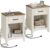 VASAGLE LIRY Collection – Farmhouse Nightstands with Charging Station, Set of 2 Bedside Tables, Side Tables with Drawer, Open Compartment, for Bedroom, Rustic White and Honey Brown ULET859K41