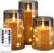 NURADA Flickering Flameless Candles: Built-in Star String Lights 3D Wick Acrylic Battery Operated LED Pillar Candles with Remote and Timer for Fall Halloween Christmas Home Decoration – 3 Pack Gray