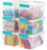IRIS USA 4 Qt. Craft Storage Bins with Lids, 6-Pack, |Made in USA|, Clip Box, Small Plastic Sensory Bin Tote Organizer Containers for Art Supplies, Paper, & Office, Stackable – Clear/Seafoam Blue