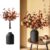 BLOSMON Flower Centerpiece Table Decorations: Metal Vase with 12 Stems of Fake Mums Kiku Flowers Eucalyptuses for Home Dining Room – Burnt Orange Artificial Pom Poms Floral Arrangement in Vase