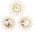 3 Pack Metal Mirrors for Wall Sunburst Wall Mirrors Home Décor Decorative Hanging Wall Art for Living Room Bedroom Entryway (Gold, Flower+Sunburst)