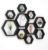 WONFUlity Hexagon Floating Shelves Honeycomb Wall Mounted Wood Farmhouse Storage for Bathroom, Kitchen, Bedroom, Living Room – Driftwood Finish Wall Decor, Black