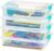 IRIS USA 6 Qt. Craft Storage Bins with Lids, 4-Pack, |Made in USA|, Clip Box, Small Plastic Sensory Bin Tote Organizer Containers for Art Supplies, Paper, & Office, Stackable – Clear/Seafoam Blue