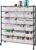 Seville Classics Heavy Duty NSF Bin Rack Solid Steel Wire Shelving Storage Unit, Patented Organizer for Garage, Warehouse, Office, Restaurant, Classroom, Kitchen, Translucent, Includes 21 Bins