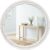 30″ White Round Wood Mirror for Bathroom Vanity, Distressed Solid Wood Wall Mirror – French Country Beaded Circle Mirror for Coastal Bedroom & Nursery
