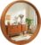 Round Walnut Mirror 30 Inch, Large Irregular Wavy Frame Wall Mirror for Living Room, Dining Room, Solid Wood Asymmetrical Mid Century Decor