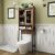 ALBAD 4 Tier Industrial Over The Toilet Storage Cabinet with Sliding Barn Door, Wooden & Metal Free Standing Above Toilet Shelf, Bathroom Organizer Stand for Restroom Storage