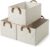 3 Pack Storage Bins Fabric Collapsible Organizers with Handles Sturdy Canvas with PP Board 17.9”x 11”x 7.9” Beige Foldable Storage Box for Closet Shelves, Books, Toys, Clothes, Office Organization
