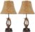 Rustic Western Antler Set of 2-22.9″ Farmhouse Table Lamp with 2 USB Ports, Rustic Nightstand Lamp for Home Room Decor Living Room Bedroom