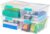 IRIS USA 12 Qt. Craft Storage Bins with Lids, 4-Pack, |Made in USA|, Clip Box, Medium Plastic Sensory Bin Tote Organizer Containers for Art Supplies, Paper, & Office, Stackable – Clear/Seafoam Blue