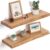 Fun Memories Floating Shelves for Wall, 24″x9.3″ Solid Wood Floating Live Edge Shelf, Heavy-Duty Wall Shelf with Invisible Brackets, Set of 2 for Living Room, Bedroom, and Kitchen, Natural Finish