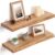Floating Shelves for Wall Decor, Rustic Solid Elm Wood Live Edge Floating Shelves Wall Mounted, Wall Shelves with Invisible Bracket for Living Room Bathroom Bedroom Kitchen, 24 Inch Set of 2, Natural