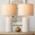 PARTPHONER 23″ Modern Ceramic Table Lamp Set of 2, Table Lamps for Living Room, Rustic Farmhouse Bedside Lamps Nightstand lamp for Bedroom, White Desk Lamp for End Table Home Decor Beige