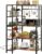 IRONCK Bakers Rack with Power Outlet, 5-Tier Corner Microwave Stand with Storage, Coffee Bar with 6 S-Shaped Hooks, Kitchen Shelves with Wire Basket