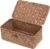 FEIALNDUO Wicker Shelf Baskets with Lid,Seagrass Storage Basket Bins Rectangular Handwoven Basket Boxes for Shelves Desktop Home Organizer (Coffee, X-Small)