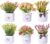 LUEUR 6Pcs Artificial Flowers with Ceramic Pot Fake Flower Arrangements Small Faux Spring Flowers in Vase Home Spring Decor, Centerpiece Table Decorations for Farmhouse Office Shelf Dining Table
