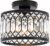 Crystal Ceiling Light Fixture, Modern Semi Flush Mount Ceiling Light,Crystal Chandelier for Kitchen Bedroom Bathroom Entryway Black (Bulb not Included)