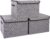 Large 17″ 42 Quarts Collapsible Stackable Storage Bins with Lids [3-Pack] Foldable Fabric Linen Storage Boxes Cube, Closet Organizer Baskets with Label for Home (16.7 x 12 x 12, Gray)