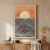 Framed Boho Abstract Sun Wall Art for Living Room, Orange Sunset Vertical Mid Century Modern Canvas Artwork for Walls, Bohemian Stripes Painting Print Wall Decor for Bedroom Home Office, 24×36 Inch