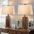 27.5″ Wood Table Lamps Set of 2, Modern Farmhouse Bedroom Lamp for Nightstand with USB Charging Port, Natural Wooden Base Table Lamp for Living Room Bedroom, Bulbs Included (Walnut Wood)