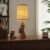 Vintage White/Wood Grain Owl Table Lamp – Resin Sculpture Base & Linen Shade | 16.5in Height Decorative Lamp for Bedroom/Study | Rocker Switch (BW-1)