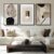 Large Framed Neutral Abstract Wall Art for Living Room, 3 Piece Modern Canvas Prints Paintings Artwork for Walls, Black and Beige Pictures for Living Room Hallway Stair Office Wall Decor 24×36 Inch