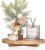 Round Decorative Tray Wood Bathroom Counter Organizer Farmhouse Kitchen Decor Wooden Riser for Soap Dish, Perfume, Candle, Sponge, 10″ – Brown