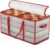 ZOBER Christmas Ornament Storage Box – Stores 128 Ornaments W/ 2 Sided Zipper – Flexible Plastic Christmas Ornament Storage Containers – 3 Inch Cube Compartments – Red